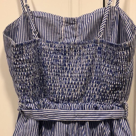 Anthropology Purple Snow dress woman’s medium m blue white pin stripe EUC - Picture 7 of 8